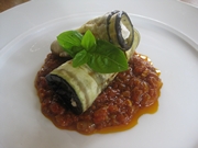 A delicious looking aubergine & feta rollup dish